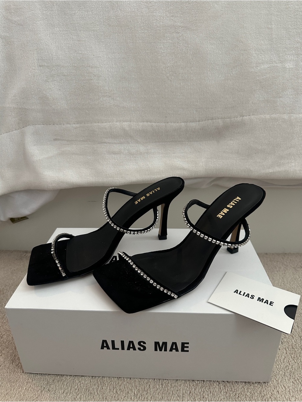 Alias Mae Black Crystal-Embellished Heeled Sandal - Picture 4 of 7